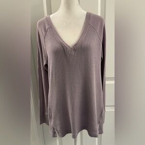 Anthropologie Maeve Women's Blouse  Size Medium Ribbed Thermal Purple Stretchy